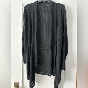 Eileen Fisher Black Textured Lightweight Cardigan